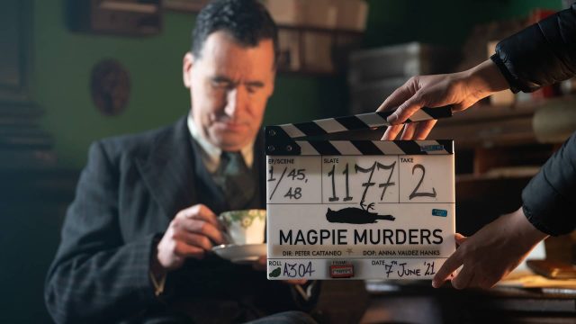 Tim McMullan behind the scenes of Magpie Murders