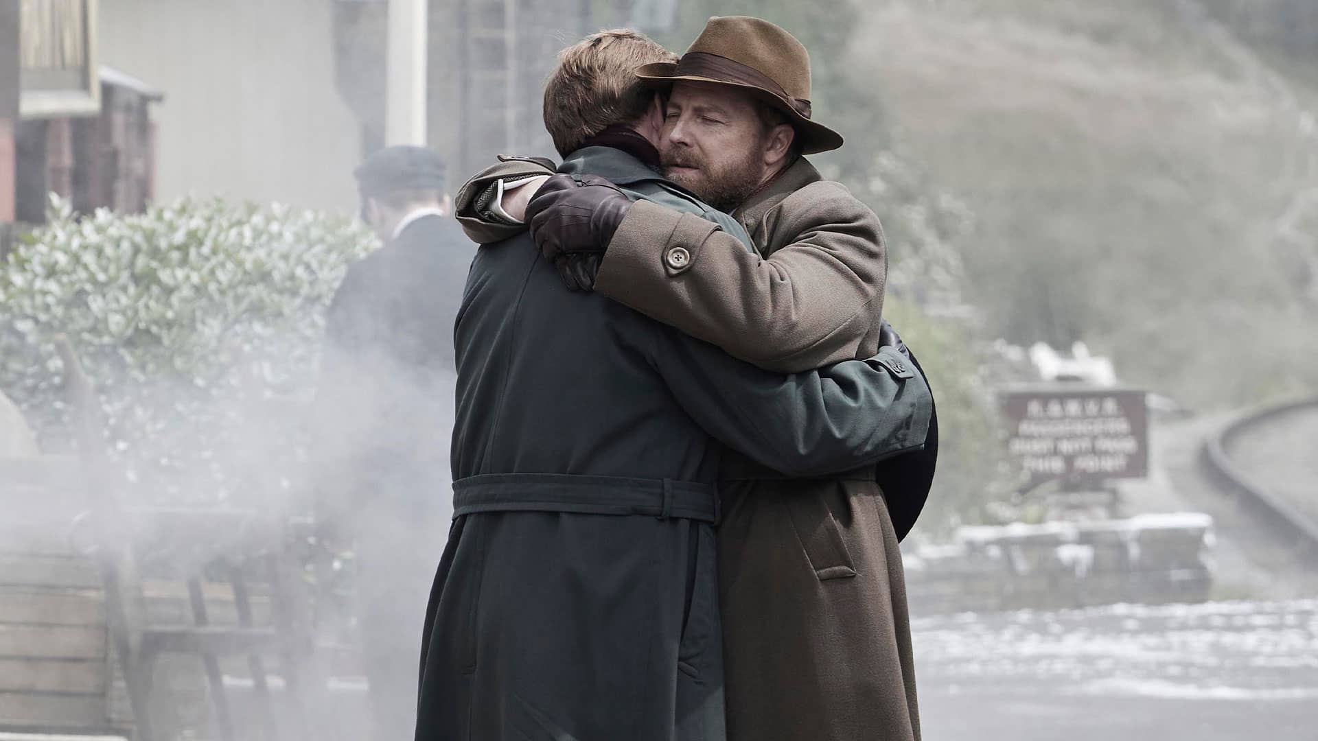 Siegfried (Samuel West) hugs Tristan (Callum Woodhouse) in the All Creatures Great and Small Season 3 finale as seen on MASTERPIECE on PBS
