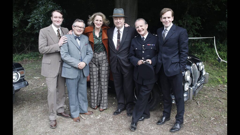 Sean Rigby, James Bradshaw, Abigail Thaw, Roger Allam, Anton Lesser and Shaun Evans behind the scenes of filming Endeavour: The Final Season, as seen on MASTERPIECE on PBS