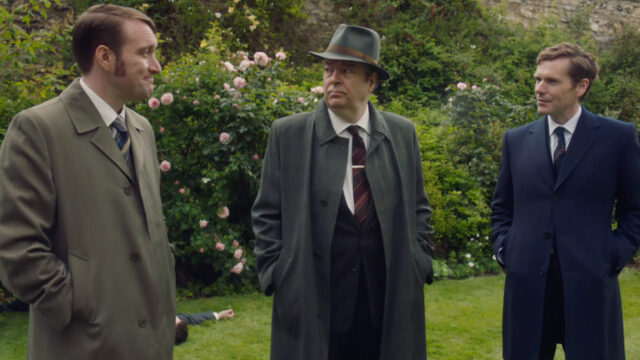 Sean Rigby, Roger Allam, and Shaun Evans in Endeavour Season 9