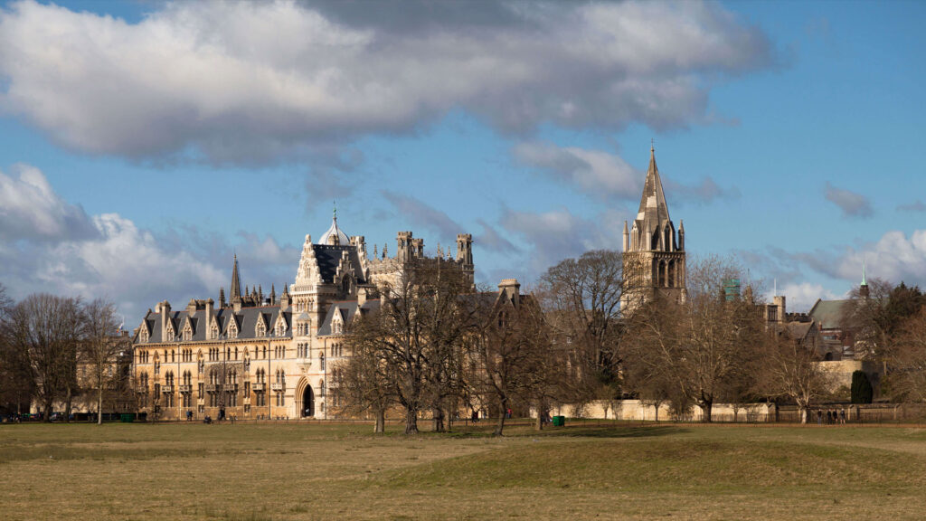 View of Christ Church College, Oxford, from its meadow.