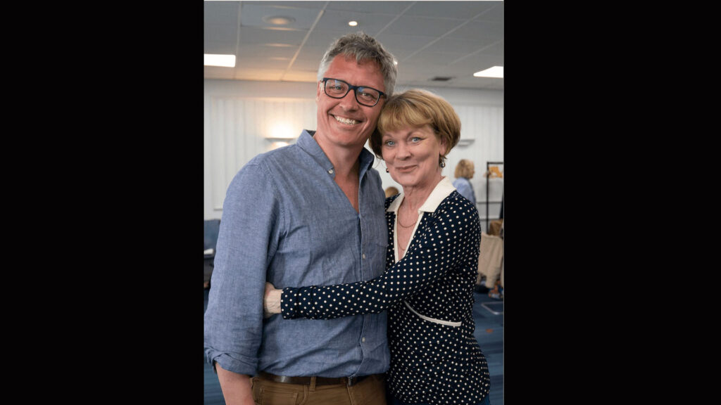 Author Robert Thorogood and actor Samantha Bond.