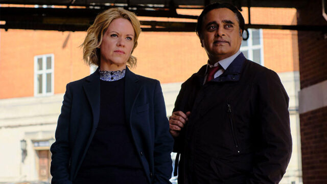Actors Sinéad Keenan and Sanjeev Bhaskar as DCI James and KI Khan in Unforgotten Season 5 on MASTERPIECE on PBS.