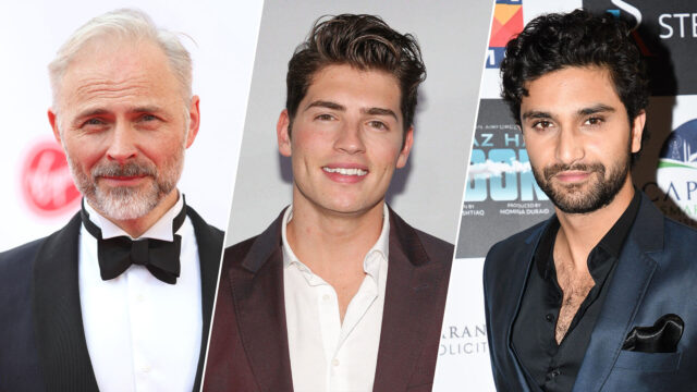 Actors (left to right) Mark Bonnar as Sir James Danemere, Gregg Sulkin as David, and Ahad Raza Mir as Rajib in World on Fire, a WW2 drama on MASTERPIECE on PBS.