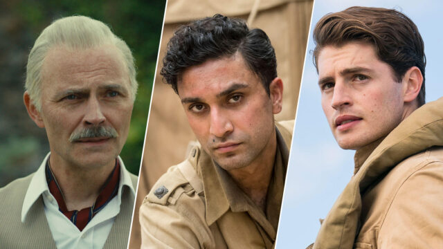 Actors Mark Bonnar as Sir James Danemere, Ahad Raza Mir as Rajib, and Gregg Sulkin as David in Season 2 of World on Fire on MASTERPIECE on PBS.