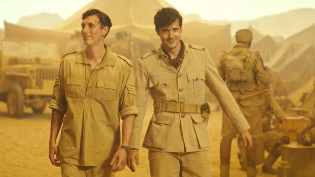 Actors Blake Harrison as Stan and Jonah Hauer-King as Harry in a scene from Season 2 of World on Fire, the WW2 drama on MASTERPIECE on PBS.