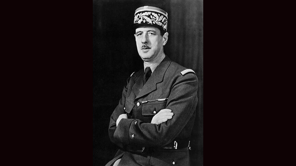 Photo of General Charles de Gaulle in uniform during WW2, c. 1942.