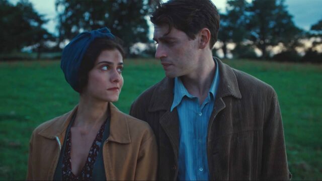 Eugénie Derouand and Gregg Sulkin as Henriette and David in World on Fire Season 2