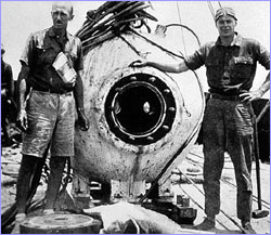 Beebe and Barton with the bathysphere