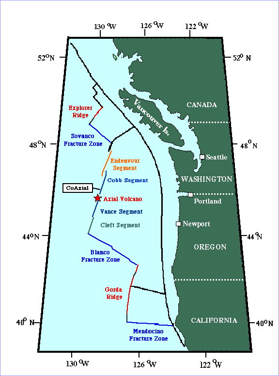 Juan de Fuca Ridge Showing Endeavour Segment