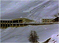 Snow barriers protecting buildings