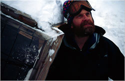 MSU researcher working on shed