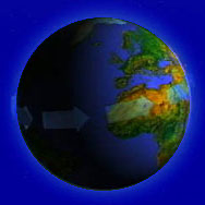 image of globe with stream circling