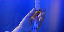 Vaccine being drawn into syringe