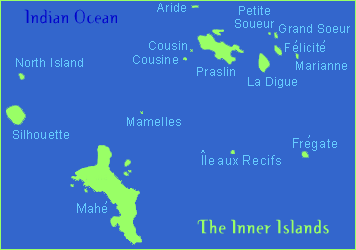 Map of Seychelles inner islands