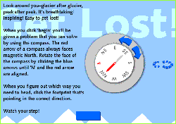 screen shot from 'get lost: compass game'