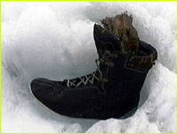 Boot with sock in snow