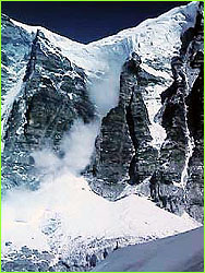 Avalanche above base camp