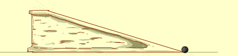 Diagram: inclined plane; ball is at the bottom of the plane/ramp