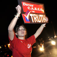 Woman with sign