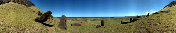 Panoramic photo of Moai