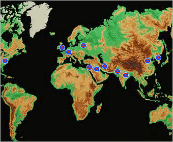 world map with missile countries marked