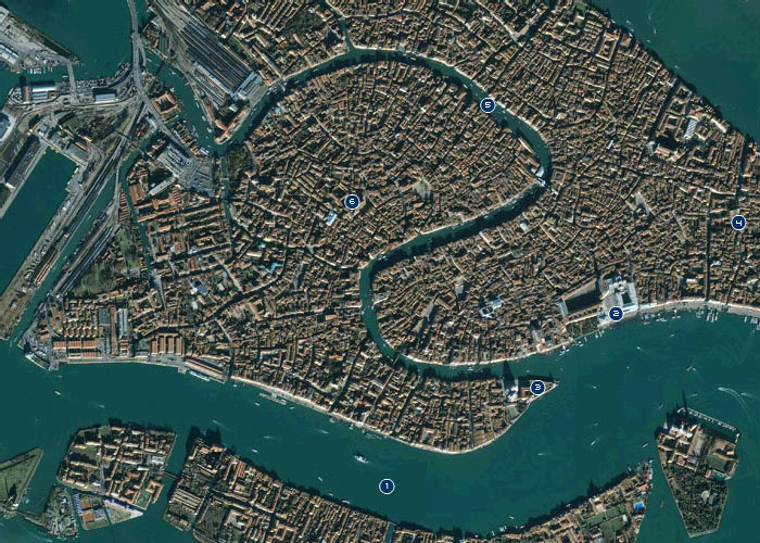 Satellite view of Venice (city)