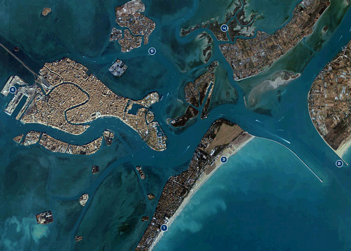 Satellite view of Venice lagoon