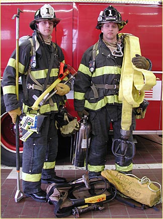 Firefighters, completely outfitted