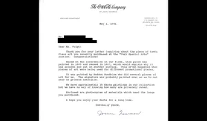 Provenance letter from Coca-Cola