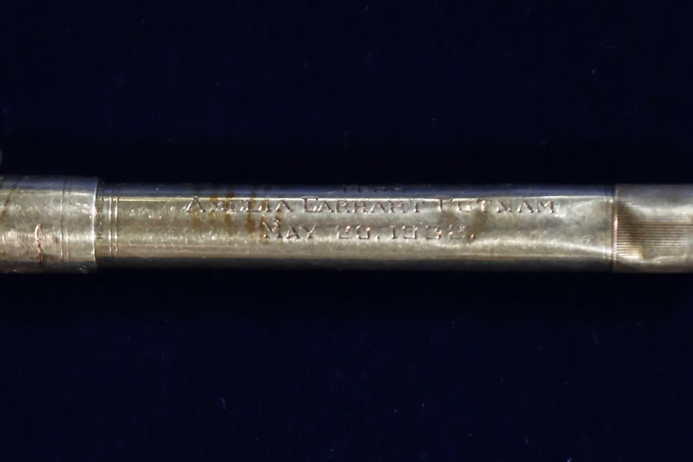 Closeup of Amelia Earhart's pen