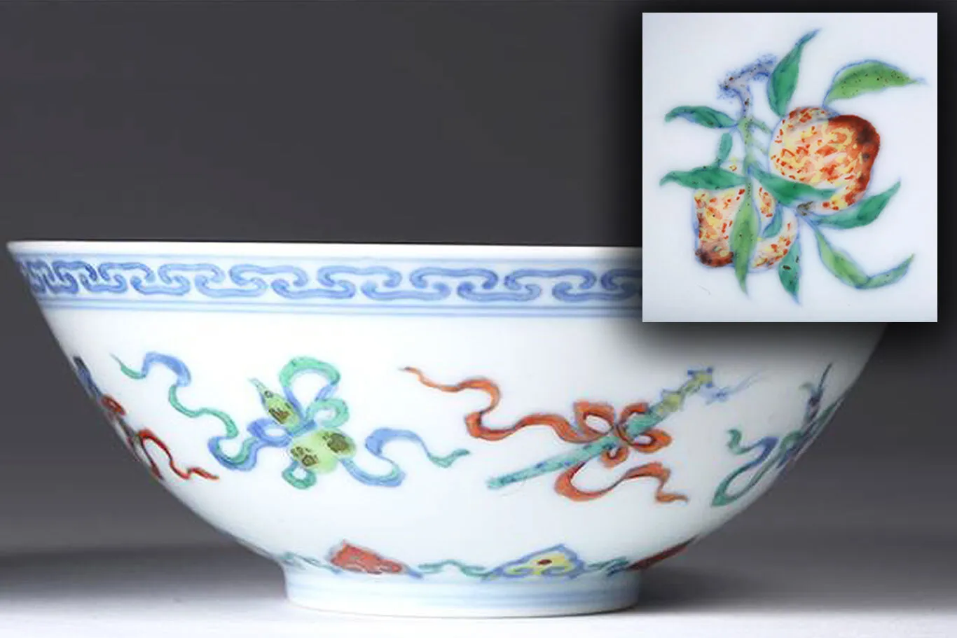Photograph of painted porcelain Chinese doucai bowl
