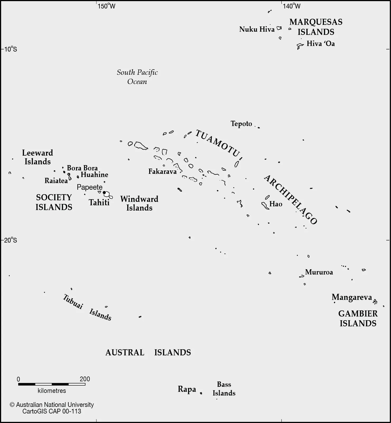 Map of French Polynesia including the Marquesas Islands