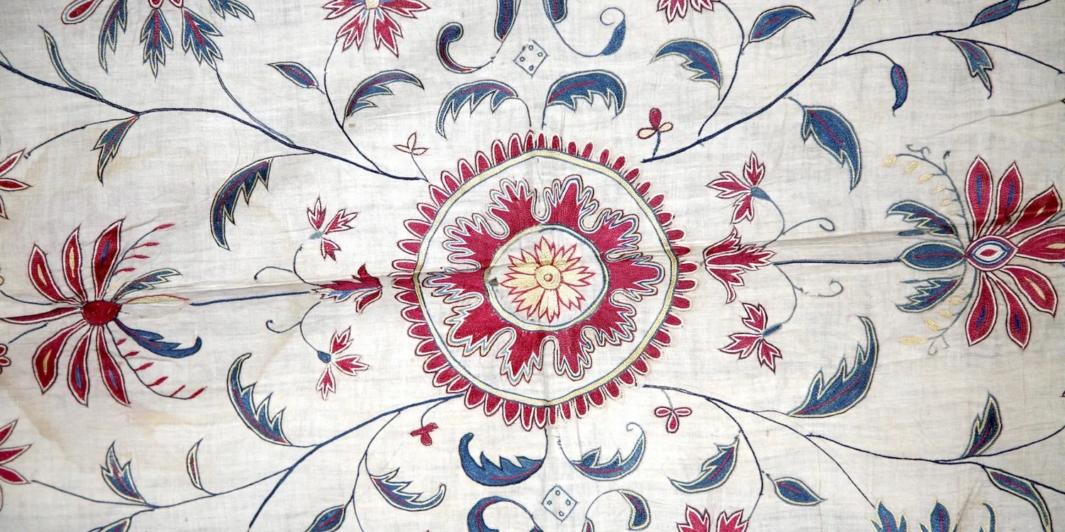 Early 18th-century Mughal embroidered textile with floral design