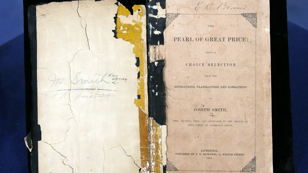A first edition of The Pearl of Great Price brought in to the Salt Lake City Roadshow in June 2006. It is a sacred book in the Mormon faith.