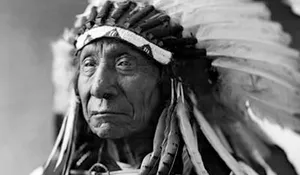 Red Cloud, Lakota chief (1822 – 1909), from a photograph housed at the Library of Congress.