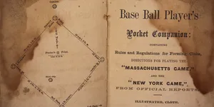 The interior cover of the 1859 "Base Ball Player's Pocket Companion"