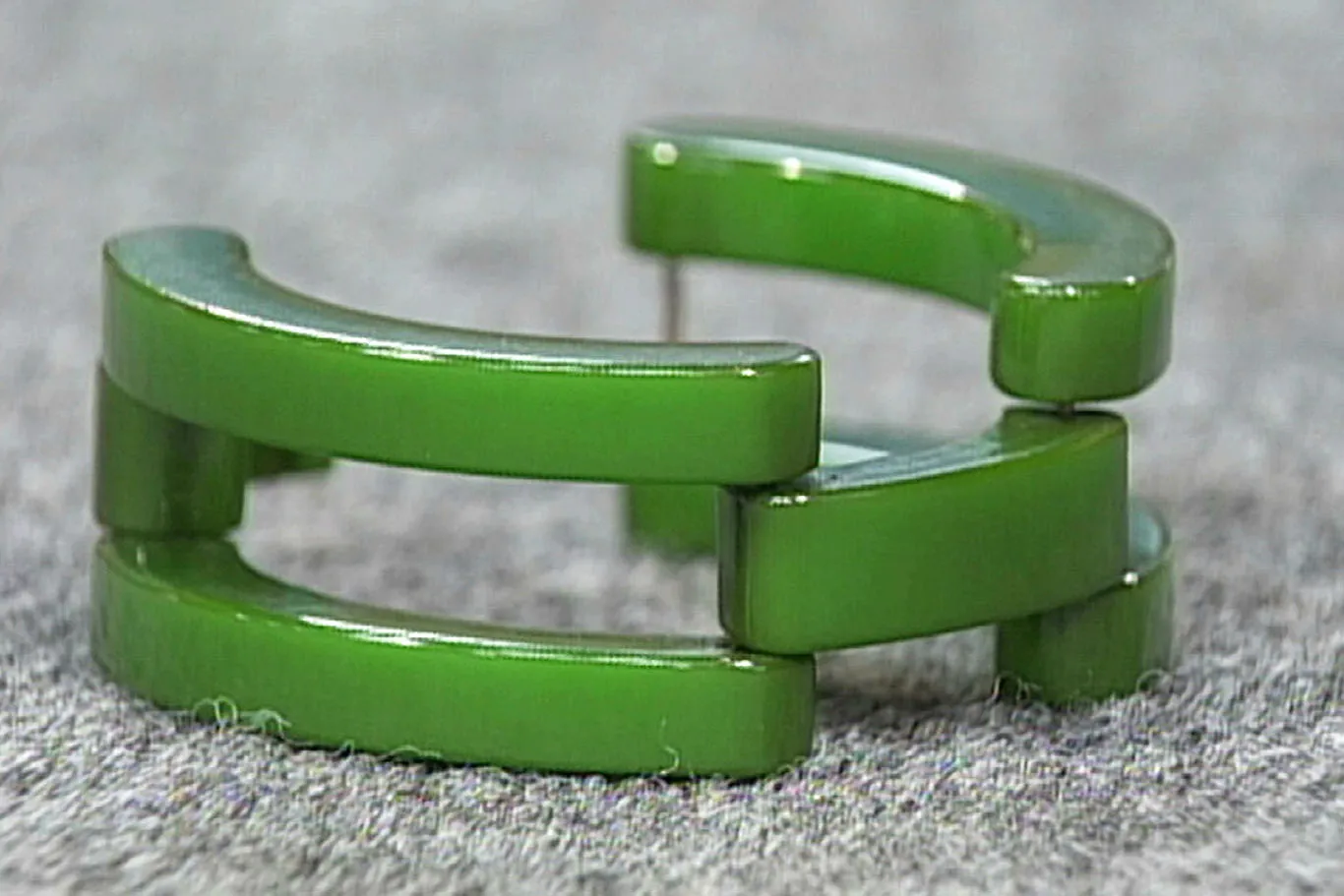 Close-up of a green Bakelite bracelet