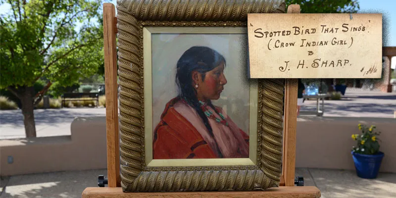Joseph Henry Sharp oil portrait of Spotted Bird That Sings.