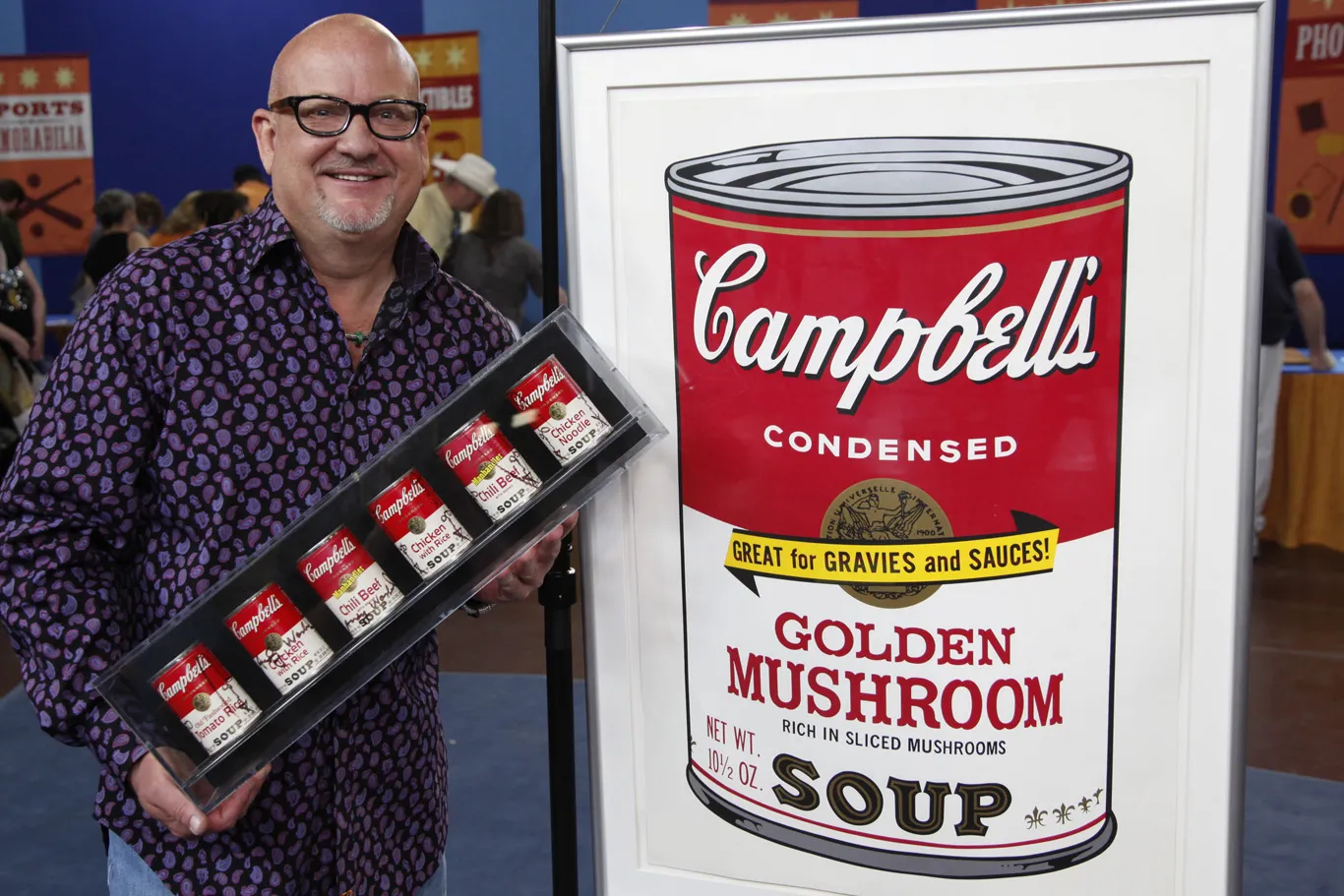 Andy Warhol's Campbells Soup can lithograph & signed cans.