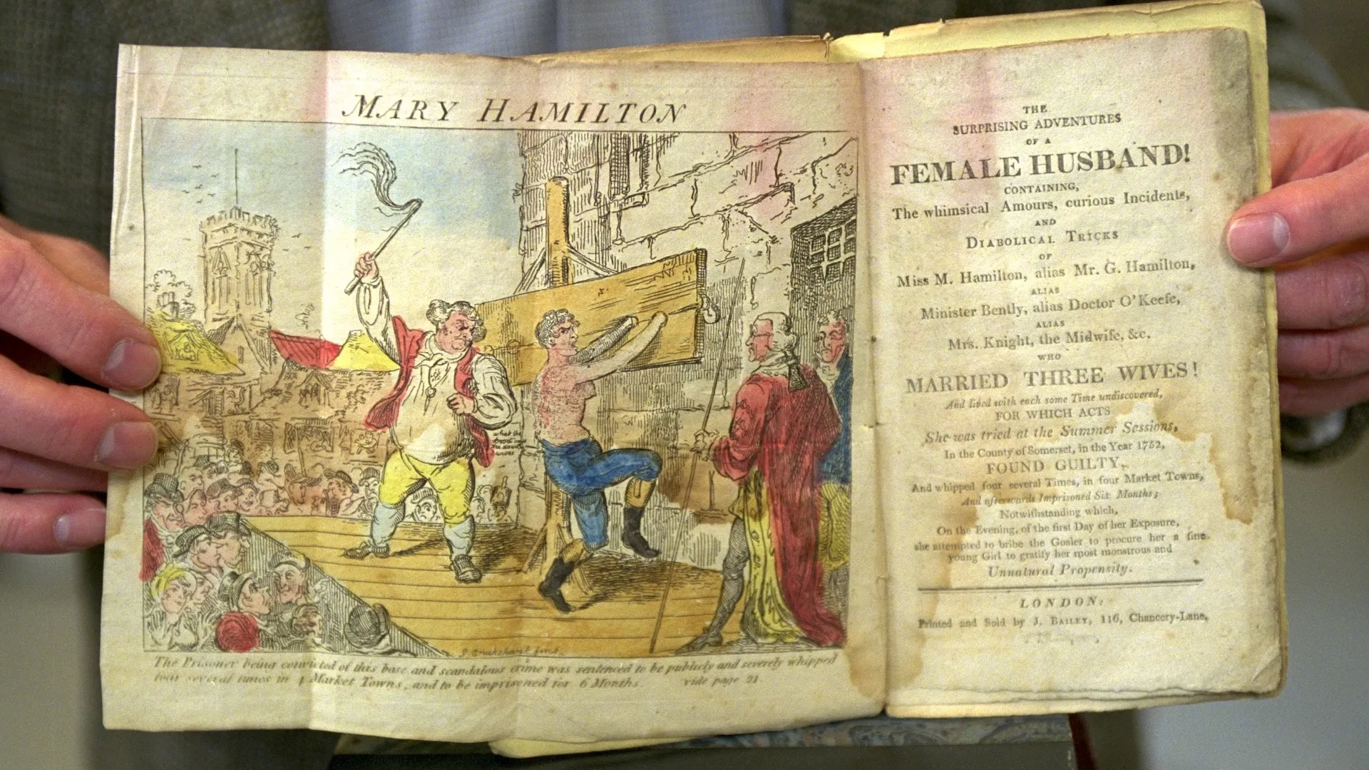 Frontispiece illustration from Henry Fielding's 1813 pamphlet titled "The Female Husband"